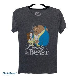 Disney Beauty & the Beast Gray Graphic Tee Size Small Juniors